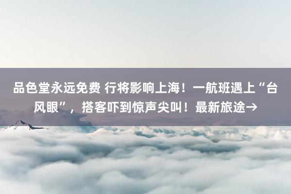 品色堂永远免费 行将影响上海！一航班遇上“台风眼”，搭客吓到惊声尖叫！最新旅途→