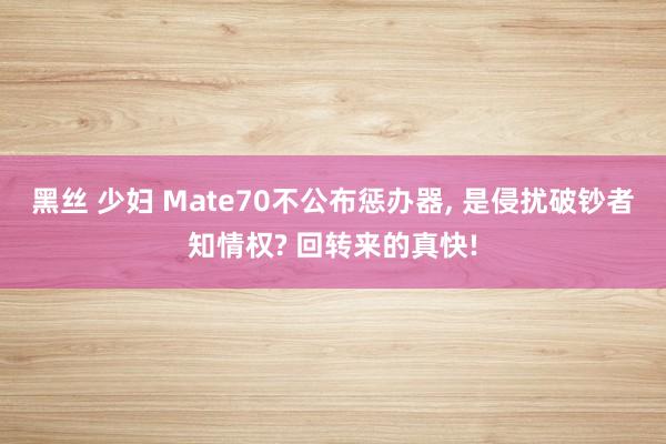 黑丝 少妇 Mate70不公布惩办器， 是侵扰破钞者知情权? 回转来的真快!