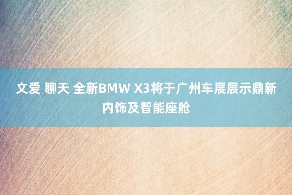 文爱 聊天 全新BMW X3将于广州车展展示鼎新内饰及智能座舱