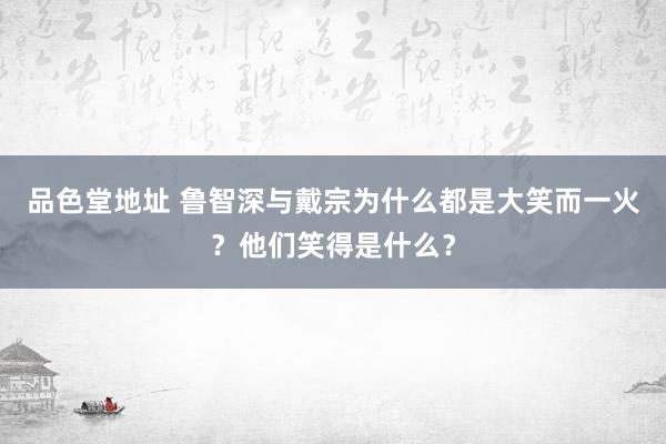 品色堂地址 鲁智深与戴宗为什么都是大笑而一火？他们笑得是什么？