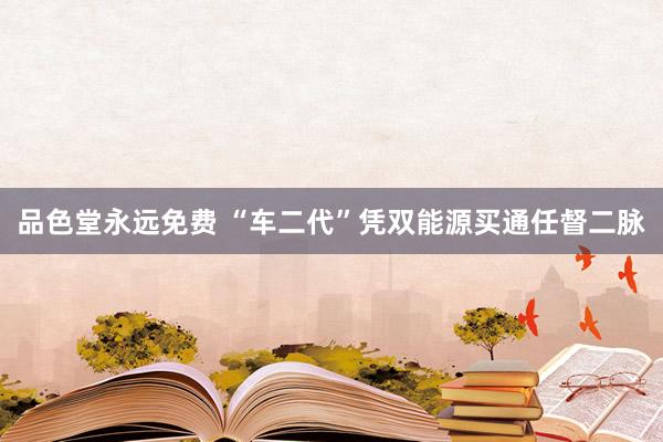 品色堂永远免费 “车二代”凭双能源买通任督二脉