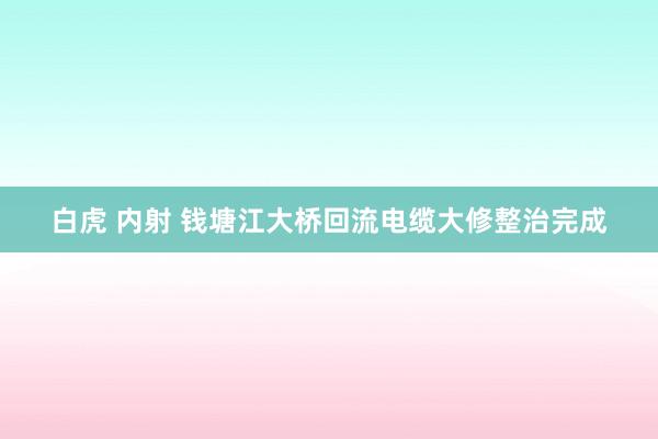 白虎 内射 钱塘江大桥回流电缆大修整治完成