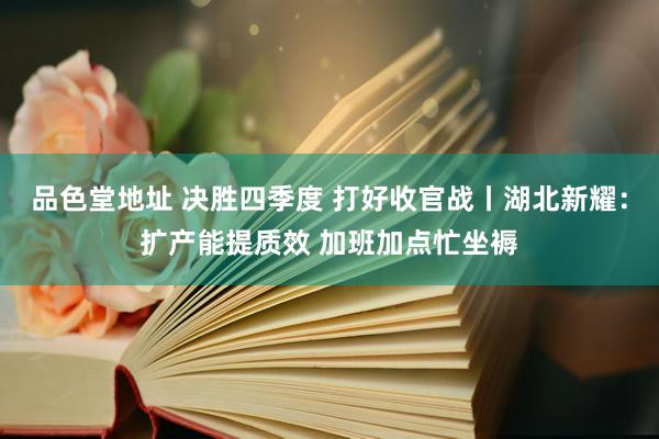 品色堂地址 决胜四季度 打好收官战丨湖北新耀：扩产能提质效 加班加点忙坐褥