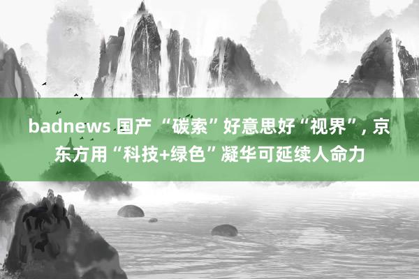 badnews 国产 “碳索”好意思好“视界”， 京东方用“科技+绿色”凝华可延续人命力