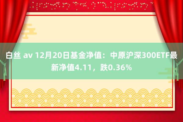 白丝 av 12月20日基金净值：中原沪深300ETF最新净值4.11，跌0.36%