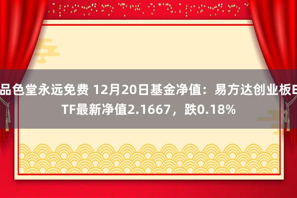 品色堂永远免费 12月20日基金净值：易方达创业板ETF最新净值2.1667，跌0.18%
