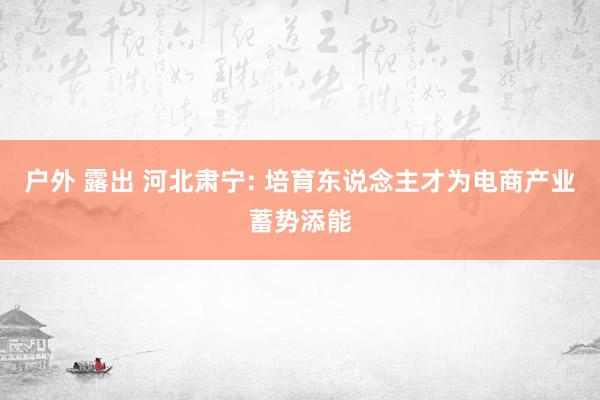 户外 露出 河北肃宁: 培育东说念主才为电商产业蓄势添能
