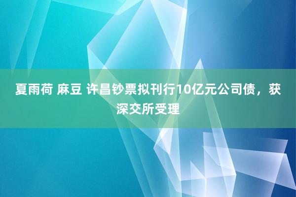 夏雨荷 麻豆 许昌钞票拟刊行10亿元公司债，获深交所受理