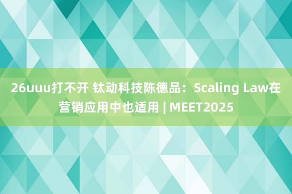 26uuu打不开 钛动科技陈德品：Scaling Law在营销应用中也适用 | MEET2025
