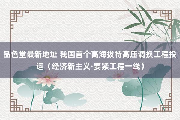 品色堂最新地址 我国首个高海拔特高压调换工程投运（经济新主义·要紧工程一线）