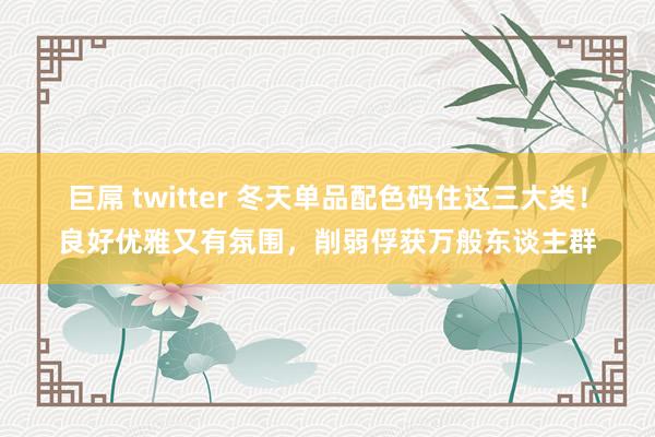巨屌 twitter 冬天单品配色码住这三大类！良好优雅又有氛围，削弱俘获万般东谈主群
